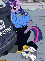 Size: 735x999 | Tagged: abuse, artist needed, choking, george floyd protests, police officer, semi-grimdark, trace, twibitch sparkle, twilight sparkle, zecora, zecorabuse