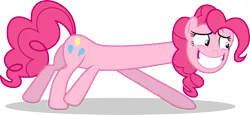 Size: 18660x8597 | Tagged: safe, artist:luckreza8, derpibooru import, pinkie pie, earth pony, pony, the one where pinkie pie knows, .svg available, absurd resolution, are you frustrated?, faic, female, impossibly long neck, inkscape, long neck, meme, necc, simple background, smiling, solo, transparent background, vector, wat