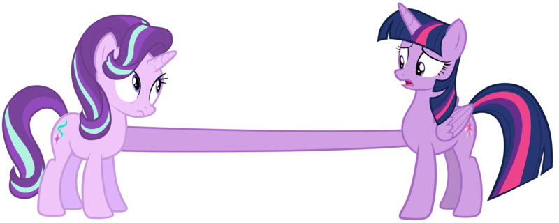 Size: 25000x10000 | Tagged: safe, artist:tardifice, derpibooru import, edit, starlight glimmer, twilight sparkle, twilight sparkle (alicorn), alicorn, pony, absurd resolution, dangerously high res, duo, duo female, female, open mouth, simple background, stretchy, transparent background