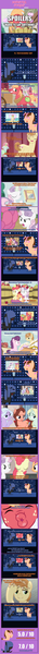 Size: 1205x20144 | Tagged: safe, artist:estories, derpibooru import, apple bloom, big macintosh, dear darling, feather bangs, fond feather, scootaloo, sugar belle, sweetie belle, swoon song, oc, oc:neigh sayer, oc:think pink, pony, hard to say anything, absurd resolution, bimbettes, book, comic, cutie mark crusaders, faic, grammar error, heart, kissy face, magic, neink, pointy ponies, review