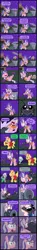 Size: 3000x20124 | Tagged: safe, artist:magerblutooth, derpibooru import, diamond tiara, oc, oc:aunt, oc:dazzle, oc:iggy, oc:imperius, oc:peal, cat, pony, comic:diamond and dazzle, absurd resolution, bed, comic, food, laughing, nightmare, nightmare fuel, pet, pet oc, tomato, transformation, trash