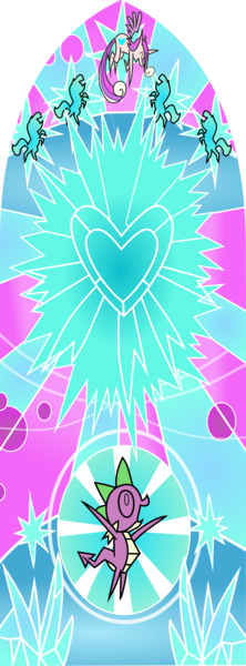 Size: 6000x16193 | Tagged: absurd resolution, artist:jessicat0, crystal empire, derpibooru import, princess cadance, safe, simple background, spike, stained glass, the crystal empire, transparent background, vector, window