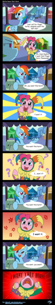 Size: 2948x16334 | Tagged: artist:blood-asp0123, comic, derpibooru import, do you want this cake, flugelhorn, harry partridge, jester, jester pie, nicolas cage, parody, pinkie pie, rainbow dash, reference, safe, trolling