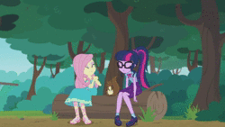Size: 1280x720 | Tagged: safe, derpibooru import, screencap, fluttershy, sci-twi, twilight sparkle, equestria girls, equestria girls series, text support, animated, feet, female, geode of fauna, geode of telekinesis, magical geodes, phone, sandals, sound, text support: fluttershy, twilighting, webm