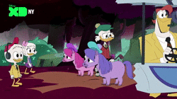 Size: 1022x574 | Tagged: safe, derpibooru import, kelpie, shetland pony, animated, barely pony related, bramble (duck tales), briar (duck tales), dewey, duck tales, duck tales 2017, flintheart glomgold, huey, huey dewey and louie, launchpad mcquack, louie, pony reference, scrooge mcduck, sound, spoilers for another series, webby vanderquack, webm