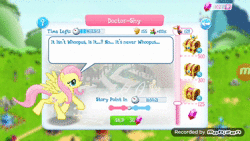 Size: 800x450 | Tagged: safe, derpibooru import, fluttershy, pegasus, pony, animated, female, game screencap, gameloft, house m.d., mare, reference, running, solo, sound, spread wings, webm, wings