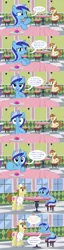 Size: 6000x23622 | Tagged: suggestive, artist:ithinkitsdivine, derpibooru import, cinnamon chai, donut joe, minuette, pony, unicorn, :o, absurd resolution, bedroom eyes, comic, confused, cup, dialogue, donut, eating, eye contact, eyes closed, female, food, frown, glare, implied buttplug, lidded eyes, looking at each other, looking at you, male, mare, offscreen character, open mouth, pointing, pov, puffy cheeks, raised eyebrow, sitting, smiling, speech bubble, stallion, stool, suspicious, table, teacup, underhoof, wat, wide eyes