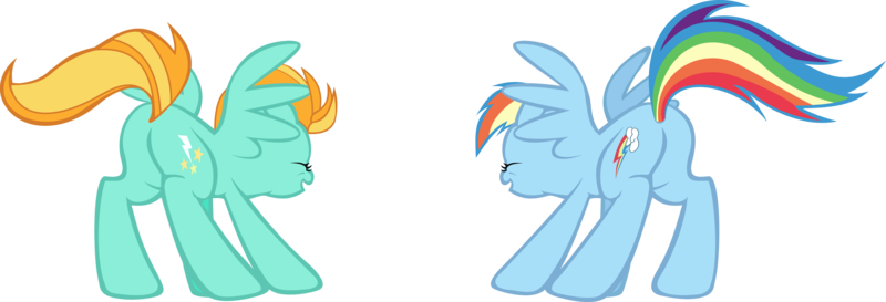 Size: 17656x6034 | Tagged: absurd resolution, artist:sagegami, butt, derpibooru import, lightning dust, plot, plot pair, rainbow dash, safe, simple background, transparent background, vector