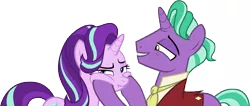 Size: 19814x8405 | Tagged: safe, artist:famousmari5, derpibooru import, firelight, starlight glimmer, pony, unicorn, the parent map, absurd resolution, annoyed, cheek squish, chipmunk cheeks, father and child, father and daughter, female, male, mare, squishy cheeks, stallion, vector