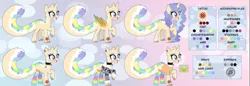 Size: 17389x6000 | Tagged: suggestive, artist:midnightamber, derpibooru import, oc, oc:mish-mash, unofficial characters only, alicorn, bat pony, bat pony alicorn, pony, ahegao, ahegao hoodie, alicorn oc, artificial wings, augmented, bat pony oc, bat wings, cat tail, claw marks tattoo, clothes, collar, ear piercing, earring, headphones, hoodie, horn, jewelry, mechanical wing, multicolored hair, multicolored mane, multicolored tail, open mouth, pastel colors, piercing, rainbow socks, rainbow stockings, reference sheet, socks, solo, stockings, striped socks, tattoo, thigh highs, tongue out, uwu, uwu tag, wings