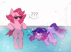 Size: 1026x752 | Tagged: safe, artist:share dast, derpibooru import, oc, oc:holivi, oc:share dast, earth pony, pony, air bubble, asphyxiation, bubble, drowning, female, grimderp, mare, sunglasses
