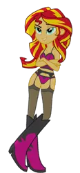 Size: 546x1180 | Tagged: suggestive, artist:nightred15, derpibooru import, edit, edited edit, vector edit, sunset shimmer, equestria girls, equestria girls (movie), background removed, belly button, boots, bra, breasts, clothes, dark, female, holding hands, lingerie, shoes, simple background, solo, solo female, transparent background, underwear, underwear edit, vector
