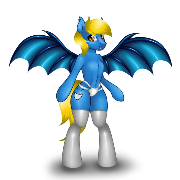 Size: 4000x4000 | Tagged: suggestive, artist:skairsy, derpibooru import, oc, oc:aliax smily, unofficial characters only, anthro, bat pony, pony, unguligrade anthro, bat pony oc, bat wings, clothes, commission, cute, male, socks, spread wings, thigh highs, underwear, wings, ych result