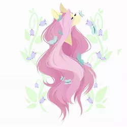 Size: 1080x1080 | Tagged: safe, artist:montystyle, derpibooru import, fluttershy, butterfly, insect, pegasus, pony, blushing, bust, digital art, eyes closed, facebook, female, flower, mare, plant, simple background, solo, white background
