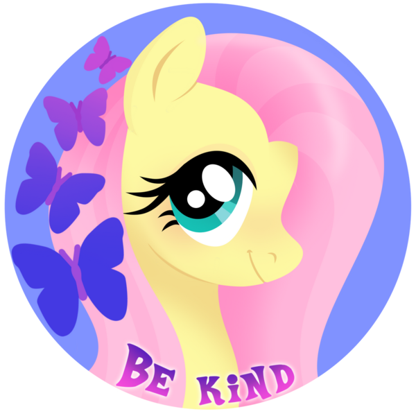 Size: 1024x1024 | Tagged: safe, artist:kabuvee, derpibooru import, part of a set, fluttershy, butterfly, insect, pony, be kind, bust, circle background, cute, female, kindness, looking at you, mare, portrait, shyabetes, simple background, smiling, solo, three quarter view, transparent background