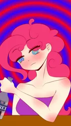 Size: 720x1280 | Tagged: alcohol, artist:ahskna1nfwxcvyy, derpibooru import, digital art, drunk, drunkie pie, human, humanized, hypnosis, .mov, party.mov, pinkie pie, safe, scene interpretation, top