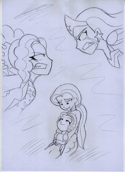 Size: 1280x1762 | Tagged: safe, artist:crock2121, derpibooru import, adagio dazzle, equestria girls, amazon, amazonian, angry, crossover, crying, dc comics, dc superhero girls, diana prince, image, jpeg, monochrome, scythian, traditional art, wonder woman