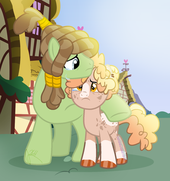 Size: 1273x1357 | Tagged: safe, artist:leanne264, derpibooru import, oc, oc:cedarwood, oc:phoenix, unofficial characters only, pony, colt, male, offspring, parent:mud briar, parent:tree hugger, stallion