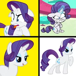 Size: 1300x1300 | Tagged: safe, derpibooru import, edit, edited screencap, screencap, rarity, pony, unicorn, bad thing no. 3, my little pony: pony life, spoiler:pony life s01e05, drake, drama, female, g4 purist, magic, mare, meme, mischievous, op is trying to be funny, pony life drama