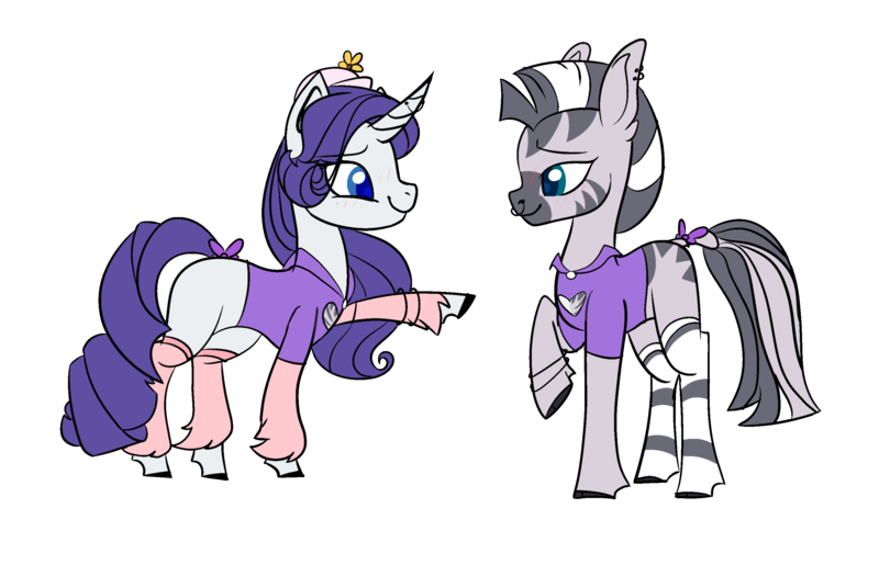 Size: 2869x1883 | Tagged: safe, artist:bublebee123, artist:icey-wicey-1517, color edit, derpibooru import, edit, rarity, zecora, pony, unicorn, zebra, blushing, bowler hat, bracelet, clothes, collaboration, colored, ear piercing, earring, female, hat, heart, hoodie, horn, horn piercing, jewelry, leg warmers, lesbian, mare, missing cutie mark, nose piercing, nose ring, piercing, raised hoof, raricora, shipping, simple background, socks, stockings, striped socks, thigh highs, transparent background, unshorn fetlocks