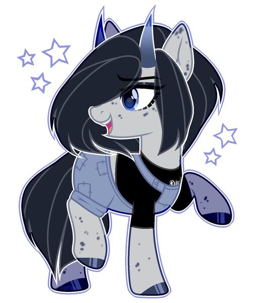 Size: 1024x1203 | Tagged: safe, artist:toffeelavender, derpibooru import, oc, unofficial characters only, earth pony, pony, base used, clothes, commission, female, horns, mare, overalls, shirt, simple background, solo, white background