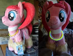 Size: 2252x1752 | Tagged: safe, artist:my-little-plush, derpibooru import, pacific glow, earth pony, pony, female, jewelry, leg warmers, mare, necklace, pacifier, photo, pigtails, plushie, solo