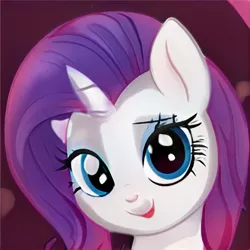Size: 1024x1024 | Tagged: safe, artist:thisponydoesnotexist, derpibooru import, machine learning generated, oc, unofficial characters only, pony, unicorn, artificial intelligence, eyeshadow, female, image, jpeg, makeup, mare, neural network, not rarity, open mouth, solo