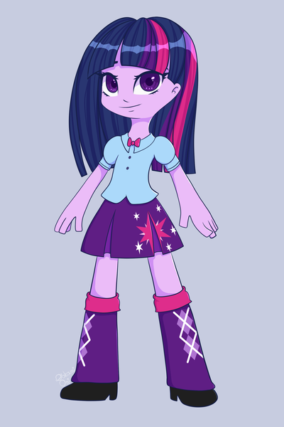 Size: 2000x3000 | Tagged: safe, artist:0okami-0ni, derpibooru import, twilight sparkle, equestria girls, blue background, female, high res, simple background, solo