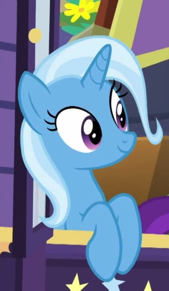 Size: 788x1356 | Tagged: safe, derpibooru import, screencap, trixie, unicorn, road to friendship, cropped, cute, diatrixes, female, smiling, solo, trixie's wagon