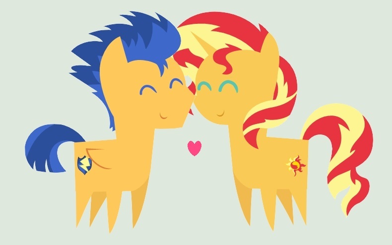 Size: 790x494 | Tagged: safe, artist:jadethepegasus, derpibooru import, flash sentry, sunset shimmer, chibi, female, flashimmer, male, shipping, straight