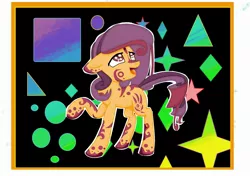 Size: 2473x1742 | Tagged: safe, artist:kiwwsplash, derpibooru import, oc, unofficial characters only, earth pony, pony, abstract background, earth pony oc, looking up, open mouth, solo, tattoo