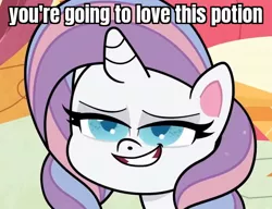 Size: 780x600 | Tagged: safe, derpibooru import, edit, edited screencap, screencap, potion nova, pony, unicorn, meet potion nova!, my little pony: pony life, spoiler:pony life s01e10, spoiler:pony life s01e21, caption, cropped, female, image macro, mare, smug, solo, text