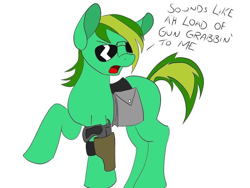 Size: 1600x1200 | Tagged: safe, artist:aftercase, derpibooru import, oc, oc:trigger, pony, gun, phonepones, solo, weapon