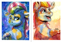 Size: 3218x2170 | Tagged: safe, artist:gaelledragons, derpibooru import, oc, oc:nebula, pegasus, pony, male, solo, stallion, traditional art, watercolor painting