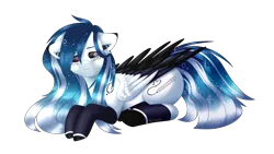 Size: 2560x1440 | Tagged: safe, artist:hicoojoo, derpibooru import, oc, oc:marie pixel, pegasus, pony, female, mare, prone, solo, two toned wings, wings