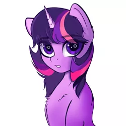 Size: 4096x4096 | Tagged: safe, artist:xxpaw2001xx, derpibooru import, twilight sparkle, pony, unicorn, absurd resolution, bust, chest fluff, ear fluff, eyebrows visible through hair, female, looking at you, mare, simple background, solo, unicorn twilight, white background, wingding eyes