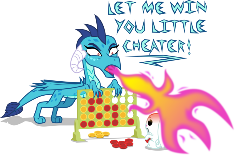 Size: 6969x4614 | Tagged: safe, artist:kmlp, derpibooru import, angel bunny, princess ember, dragon, rabbit, angry, animal, connect four, fire, simple background, sore loser, this will end in death, transparent background, vector