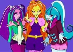 Size: 4096x2886 | Tagged: safe, artist:mellowmelonpan, derpibooru import, adagio dazzle, aria blaze, sonata dusk, equestria girls, rainbow rocks, digital art, evil grin, female, gem, grin, looking at you, siren gem, smiling, the dazzlings, trio, trio female