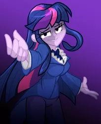 Size: 1800x2200 | Tagged: safe, artist:geraritydevillefort, derpibooru import, twilight sparkle, the count of monte rainbow, equestria girls, beckoning, clothes, female, mondego, monsparkle, smiling, smirk, solo, the count of monte cristo