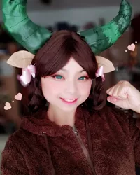 Size: 960x1200 | Tagged: artist:capycakee, clothes, cosplay, costume, derpibooru import, ears, horns, human, irl, irl human, monkey swings, photo, safe, selfie, smiling, solo, yona