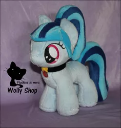 Size: 2000x2122 | Tagged: safe, artist:wolly, artist:wollyshop, derpibooru import, sonata dusk, ponified, pony, cute, ebay, ebay link, embroidery, female, filly, irl, jewelry, necklace, photo, plushie, ponytail, smol, solo