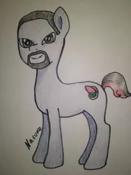 Size: 384x512 | Tagged: safe, artist:wrath-marionphauna, derpibooru import, ponified, pony, beard, colored pencil drawing, facial hair, smiling, solo, the fresh prince of bel-air, traditional art, will smith