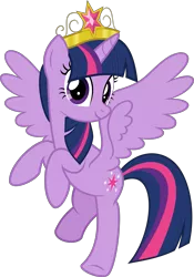 Size: 5057x7226 | Tagged: safe, artist:jhayarr23, derpibooru import, part of a set, twilight sparkle, twilight sparkle (alicorn), alicorn, pony, absurd resolution, big crown thingy, element of magic, female, flying, jewelry, looking at you, mare, regalia, simple background, solo, spread wings, transparent background, vector, wings