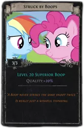 Size: 440x668 | Tagged: safe, derpibooru import, pinkie pie, rainbow dash, boop, cute, divination card, path of exile, video game