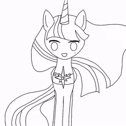 Size: 768x768 | Tagged: safe, artist:star_swirly, derpibooru import, princess twilight 2.0, twilight sparkle, twilight sparkle (alicorn), alicorn, pony, the last problem, :d, female, lineart, mare, monochrome, open mouth, peytral, simple background, smiling, solo, white background