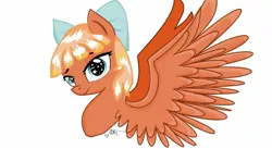 Size: 1505x825 | Tagged: safe, artist:kiwwsplash, derpibooru import, oc, unofficial characters only, pegasus, pony, bow, bust, hair bow, pegasus oc, signature, simple background, solo, white background, wings