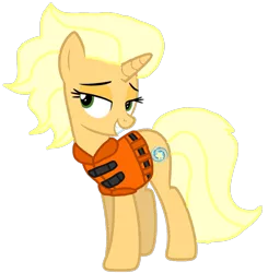 Size: 1059x1080 | Tagged: safe, alternate version, artist:徐詩珮, derpibooru import, pony, unicorn, series:sprglitemplight diary, series:sprglitemplight life jacket days, series:springshadowdrops diary, series:springshadowdrops life jacket days, base used, eyelashes, female, grin, lidded eyes, lifejacket, mare, simple background, smiling, solo, sungold, transparent background