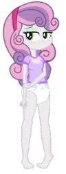 Size: 201x523 | Tagged: suggestive, artist:apony4u, artist:nightred15, derpibooru import, edit, edited edit, vector edit, sweetie belle, equestria girls, abdl, adorable face, background removed, barefoot, clothes, cute, cutie mark diapers, diaper, diaper fetish, feet, female, fetish, holding hands, implied rarity, non-baby in diaper, shirt, simple background, smiling, transparent background, vector