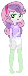 Size: 196x532 | Tagged: suggestive, artist:apony4u, artist:nightred15, derpibooru import, edit, edited edit, vector edit, sweetie belle, equestria girls, abdl, baby clothes, background removed, clothes, cute, cutie mark diapers, diaper, diaper edit, diaper fetish, female, fetish, green socks, holding hands, non-baby in diaper, pacifier, purple pacifier, shirt, simple background, smiling, socks, transparent background, vector