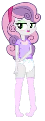 Size: 197x532 | Tagged: suggestive, artist:apony4u, artist:nightred15, derpibooru import, edit, edited edit, vector edit, sweetie belle, equestria girls, abdl, baby clothes, background removed, clothes, cute, cutie mark diapers, diaper, diaper edit, diaper fetish, female, fetish, implied rarity, non-baby in diaper, pacifier, pink socks, purple pacifier, shirt, simple background, socks, transparent background, vector